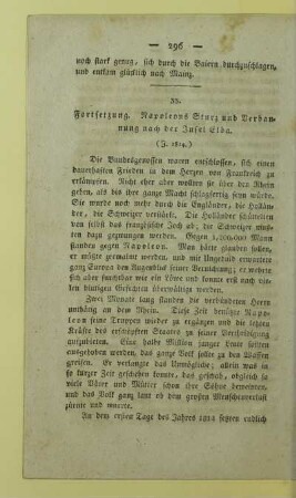33. Fortsetzung. Napoleons Sturz und Verbannung nach der Insel Elba. (J. 1814.)