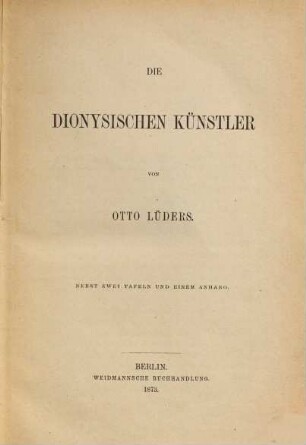 Die dionysischen Künstler