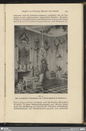 Mit Lackmalerei dekoriertes sog. Voltaire-Zimmer in Sanssouci