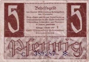 Behelfsgeld des Landes Württemberg-Hohenzollern