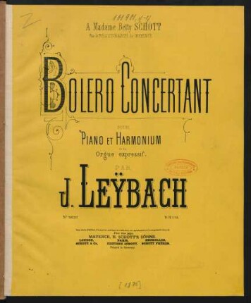 Bolero concertant : pour piano et harmonium ou orgue expressif