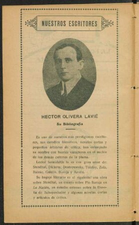 Nuestros escrítores - Hector Olivera Lavié