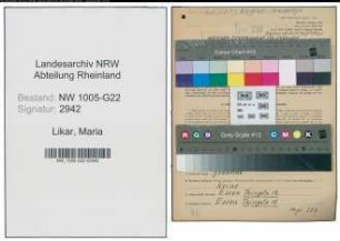 Entnazifizierung Maria Likar , geb. 23.08.1905 (Verwalterin)
