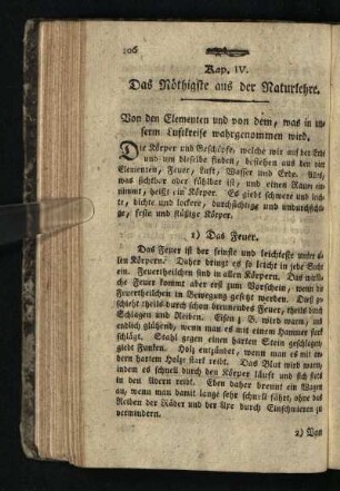 Kap. IV.: Das Noethigste aus der Naturlehre