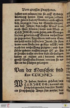 Von der Menscheit vnd Lere Christi