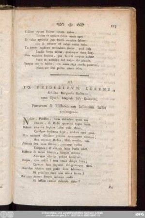 Ad Io. Fridericum Lorenz, Scholae Burgensis Rectorem, antea Gymn. Magdeb. Sub-Rectorem. Poetarum & Historicorum latinorum lectio coniungenda.