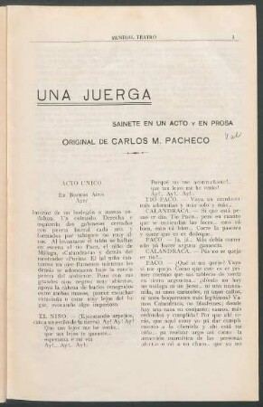 Una juerga : Sainete en un acto y en prosa