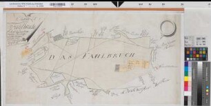 Borgholzhausen (Borgholzhausen) Vermessung des Fahlbruchs in der Borgholzhauser Mark 1772 o.M. 43 x 82 kol. Zeichnung M. Christ. Ludolph Reinhold Spez.Verz. Markenkarten X Nr. 33