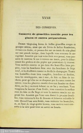 XXXII. Des conserves
