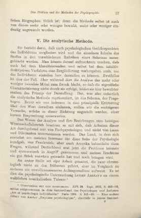 V. Die analytische Methode