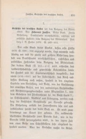 691-698 [Rezension] Janssen, Johannes, Die allgemeinen Zustände des deutschen Volkes beim Ausgang des Mittelalters