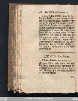Die XCVII. Lection. Gehalten Dienstags d. 28. Aug. 1725.