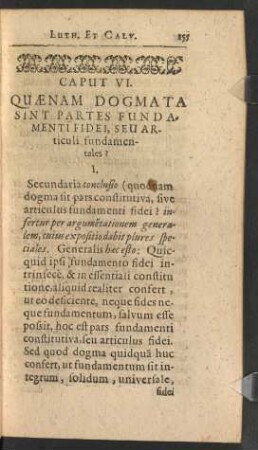 Caput VI. Quaenam Dogmata Sint Partes Fundamenti Fidei, Seu Articuli fundamentales?