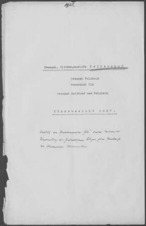 Hellershof: Pfarrbericht 1927