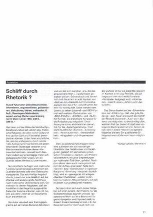 Schliff durch Rhetorik? : Rudolf Neumann "Zielwirksam reden" [Rezension]