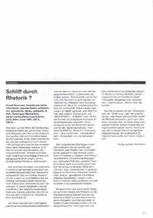Schliff durch Rhetorik? : Rudolf Neumann "Zielwirksam reden" [Rezension]