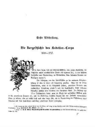 Erste Abtheilung. Die Vorgeschichte des Kadetten-Corps 1640-1717