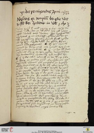 Jn die penthecostes Anni 1533 [Predigttext, I Cor 3,16]