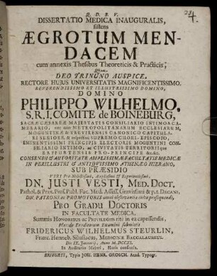 Dissertatio Medica Inauguralis, sistens Aegrotum Mendacem : cum annexis Thesibus Theoreticis & Practicis