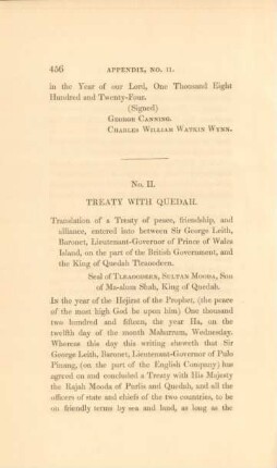 No. II. Treaty with Quedah