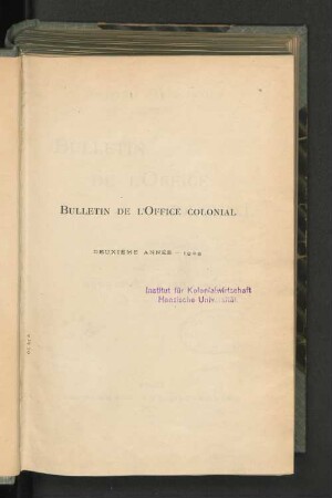 2.1909(1910): Bulletin de l'Office Colonial