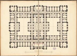 Hochschule für Musik, Berlin Schinkelwettbewerb 1890: Grundriss unteres Hauptgeschoss