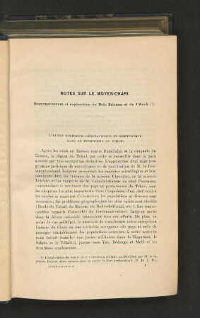 Notes sur le Moyen-Chari