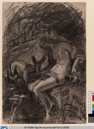 Nackte Nymphe mit dem Reh