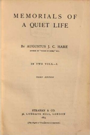 Memorials of a quiet life, 1