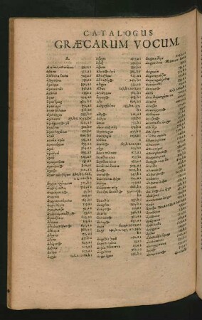 Catalogus Graecarum Vocum.