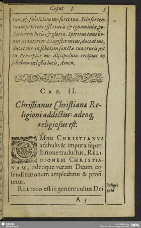 Cap. II. Christianus Christianae Religioni addictus: adeoq[ue] religiosus est