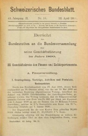 Bundesblatt. 43. 1891, 2