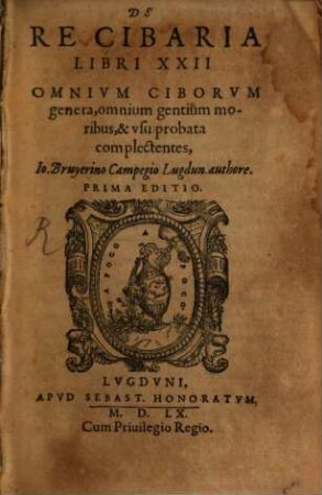 De Re Cibaria : libri XXII ; Omnivm Ciborvm genera, omnium gentium moribus, & vsu probata complectentes