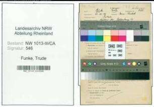 Entnazifizierung Trude Funke , geb. 24.11.1908 (Verkaeuferin)