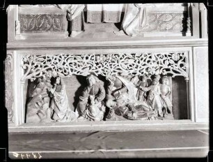 evangelische Kirche; Predella, Abendmahl, Holzrelief