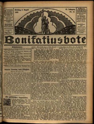 Erste Ausgabe vom Sonntag, den 09. August 1925.