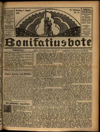 Erste Ausgabe vom Sonntag, den 09. August 1925.