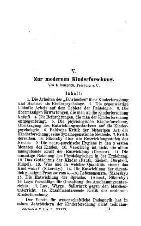 Zur modernen Kinderforschung : (Schluss folgt)