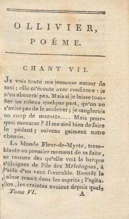 Ollivier, Poéme