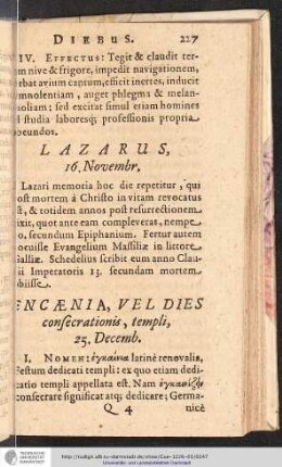 Encænia, vel dies consecrationis, templi, 25. Decemb.