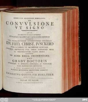 Dissertatio Inavgvralis Semeiologica De Convvlsione Vt Signo
