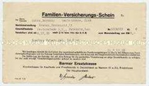 Familien-Versicherungsschein der Barmer Ersatzkasse - Familienkonvolut