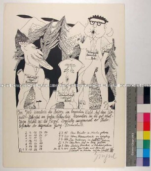 Kalenderblatt vom Juli des Zingerls Bairischer Weiberl & Maderl Kalenders mit Karikatur auf die Politik in Bayern