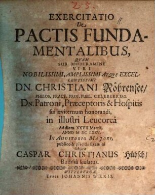 Exercitatio de pactis fundamentalibus