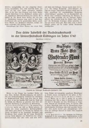 31-34 Das dritte Jubelfest der Buchdruckerkunst in der Universitätsstadt Tübingen im Jahre 1740