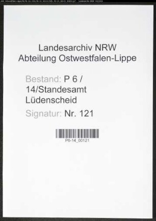 Heiratsregister Standesamt Lüdenscheid