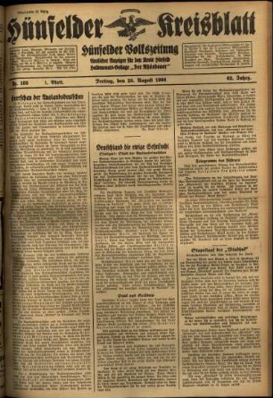 Erste Ausgabe vom Freitag, den 28. August 1936.