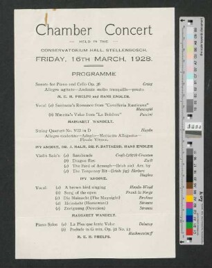 Chamber Concert : Konzertprogramm
