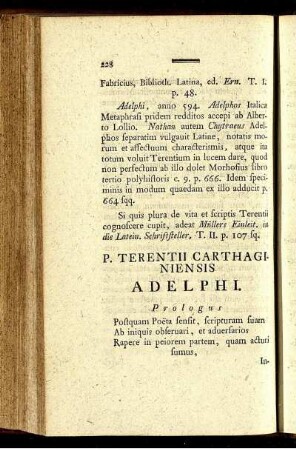 P. Terentii Carthaginiensis Adelphi.