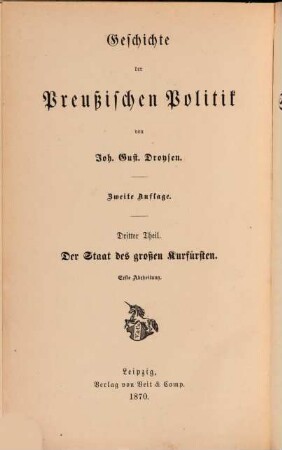 Geschichte der preußischen Politik, 3,1